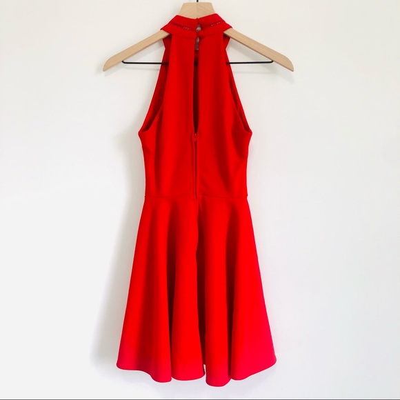 NWOT | B. Darlin | Crochet Detail Halter Neck Mini Dress - Picture 6 of 8